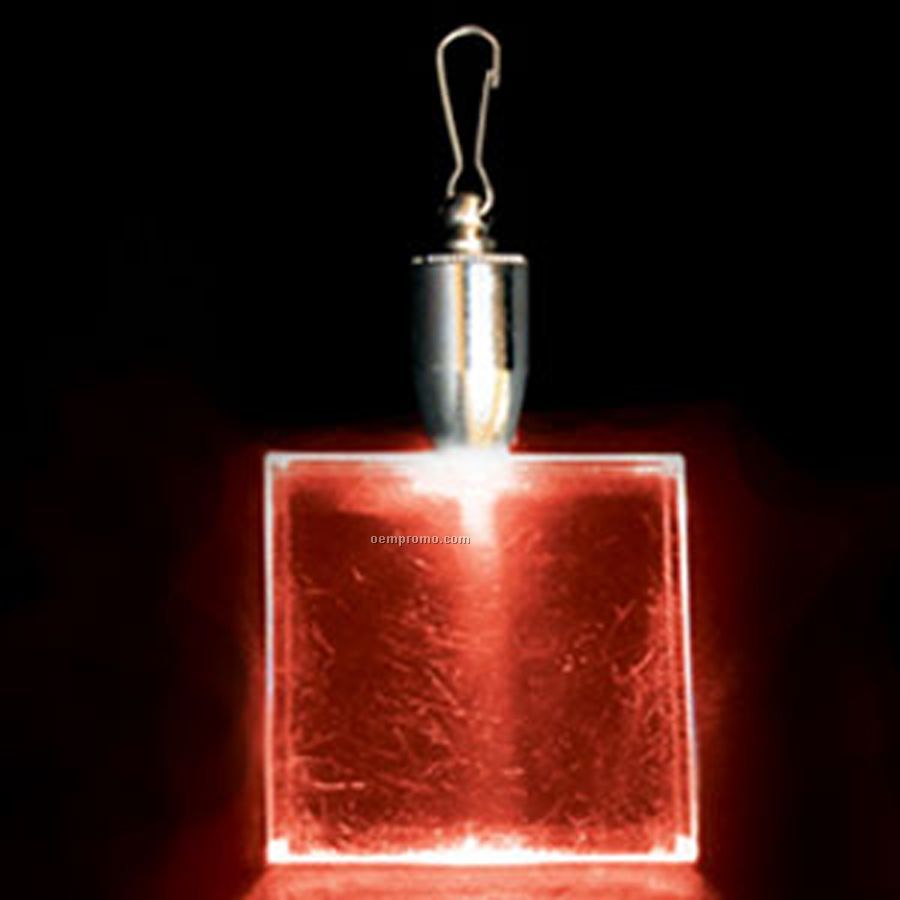 Light Up Pendant With Clip - Square - Red LED