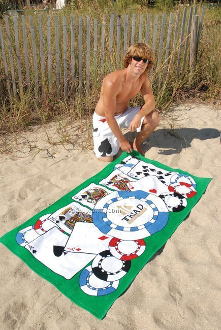 Poker Stock Design Beach Towel - Printed