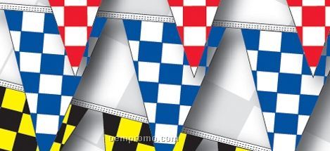 100' 8 Mil Triangle Checkered Race Track Pennant - Blue/White