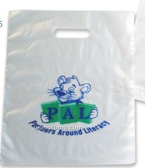 Frosted Clear 2 Mil Polyethylene Bag W/ Die Cut Handle- Large Run (12