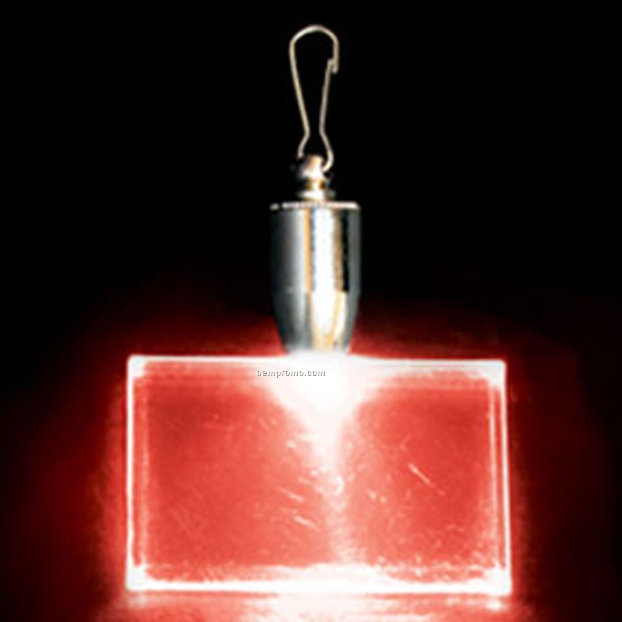 Light Up Pendant With Clip - Rectangle - Red LED