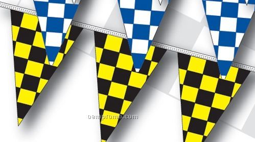 100' 8 Mil Triangle Checkered Race Track Pennant - Black/Yellow