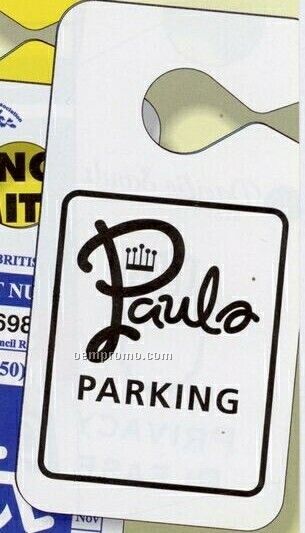 4-color Process White Gloss Plastic Parking Tag (2.75