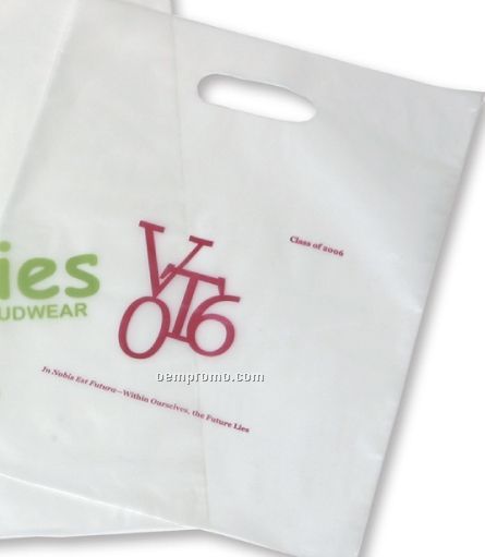 Frosted Clear Plastic Merchandise Bag W/ Oval Die Cut Handle (12"X15")