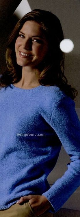 Ladies Plush Chenille Scoop Neck Pullover Sweater