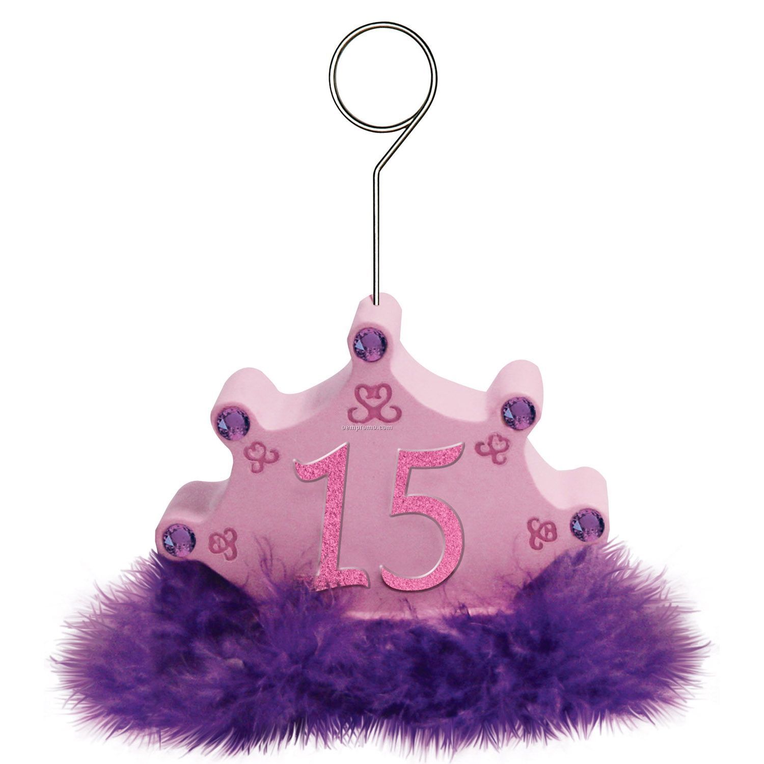 Pink Glittered "15" Photo/ Balloon Holder