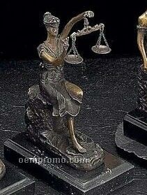 Victorious Lady Justice Sculpture On Marble Base
