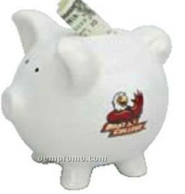 5" White Rodeo Piggy Bank