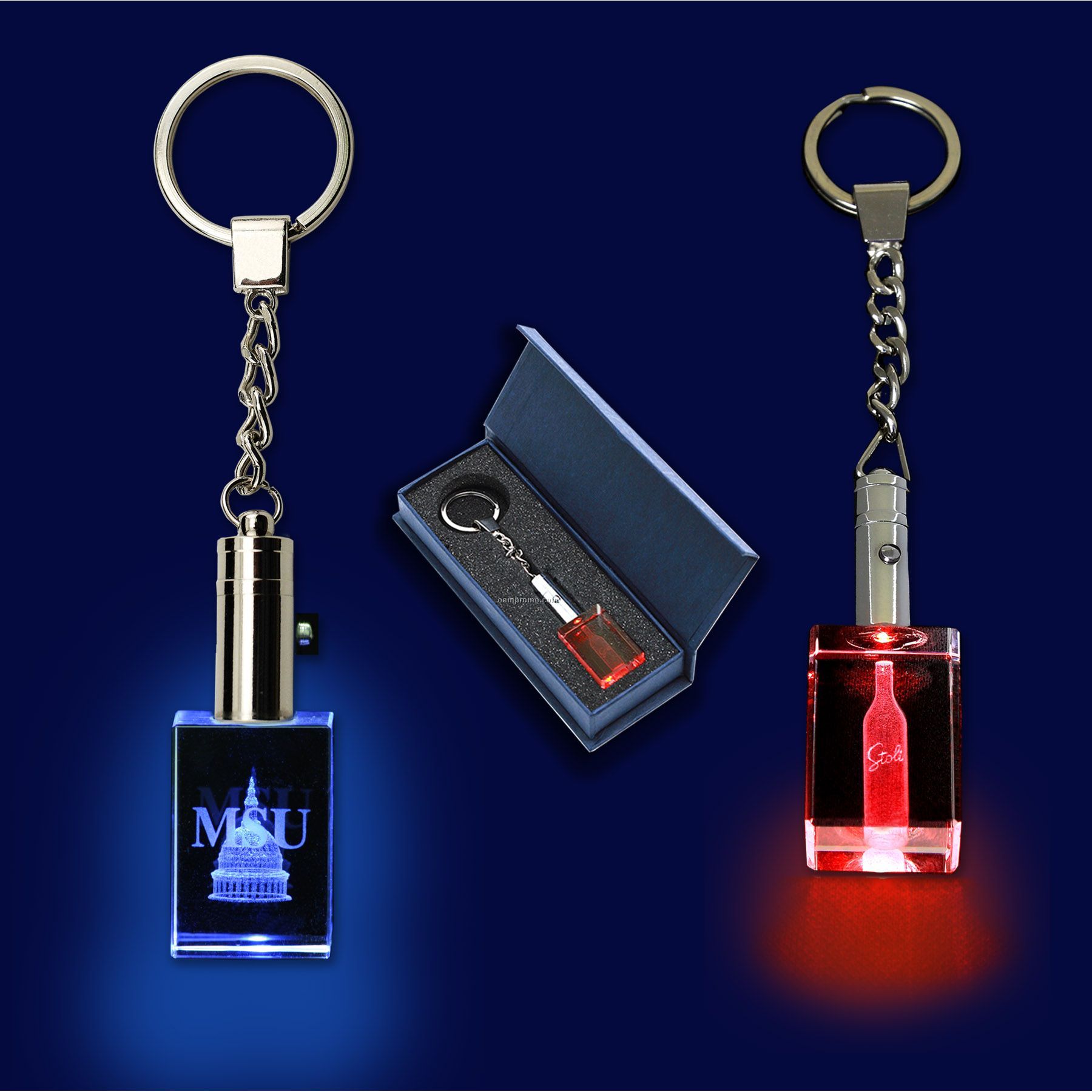 Crystal Keytag With Lasered Imprint And LED