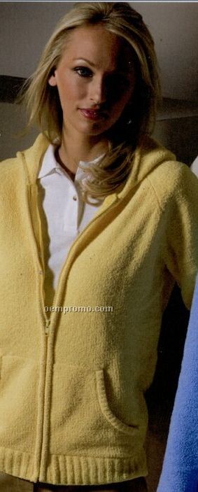 Ladies Plush Chenille Hooded Cardigan Sweater