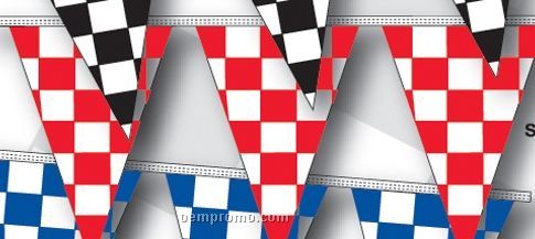 100' 4 Mil Triangle Checkered Race Track Pennant - Red/White