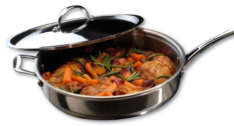 Covered Deep Skillet Pan W/ Stainless Steel Cover