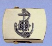 Deluxe Plated 2" Belt Buckle (Pewter Anchor & Ship's Wheel)