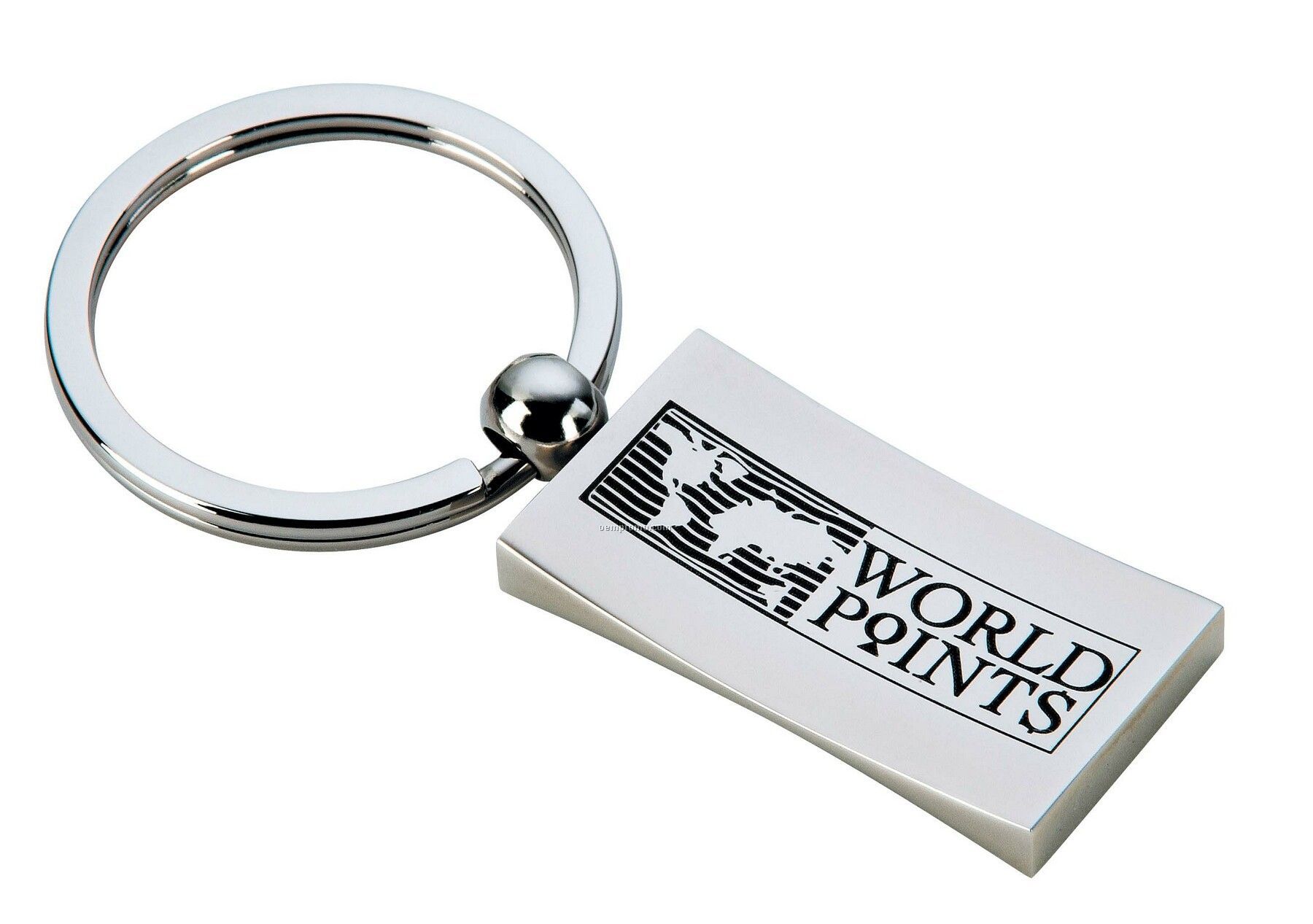 Matte Nickel Finish Concave Rectangle Key Ring (Dark Etched)