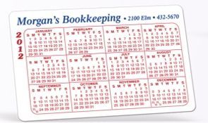 Recycled Plastic Horizontal Calendar Card W/Lined Block (0.015" Thick)