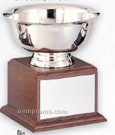 Stainless Steel Revere Bowl Trophy W/ Walnut Finish Base (6
