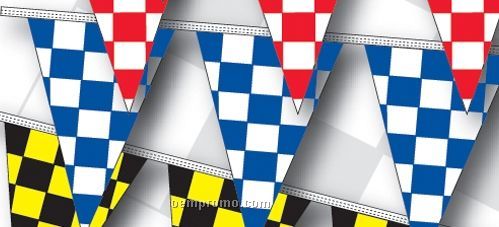 100' 4 Mil Triangle Checkered Race Track Pennant - Blue/White