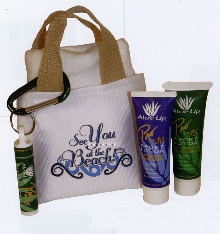 Mini Canvas Bag W/ Carabiner/ Towel & Sun Essentials