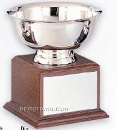 Stainless Steel Revere Bowl Trophy W/ Walnut Finish Base (8"X9 1/4")