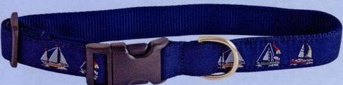 1" Navy Adjustable Collar With Sailboat