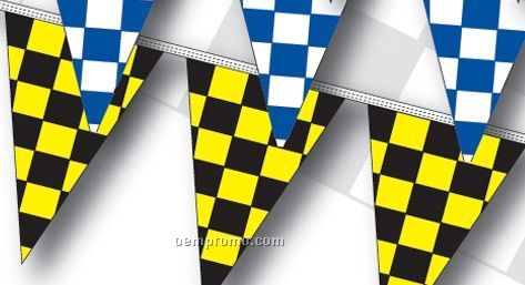 100' 4 Mil Triangle Checkered Race Track Pennant - Black/Yellow