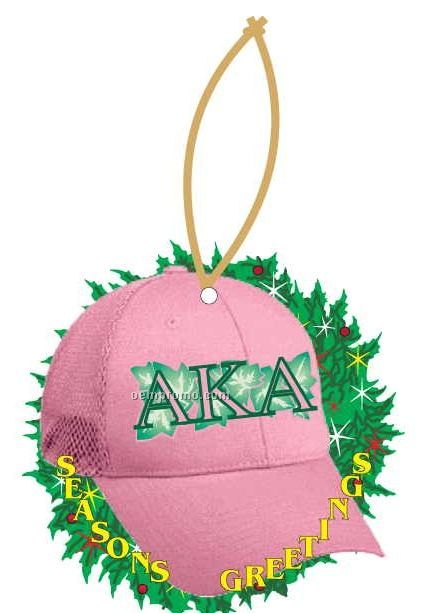 Alpha Kappa Alpha Sorority Hat Wreath Ornament W/ Mirror Back (10 Sq. Inch)