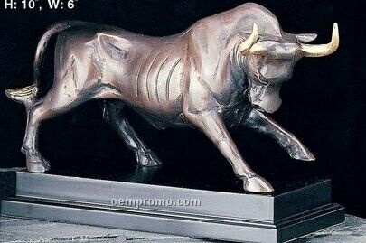 Brass Raging Bull Sculpture
