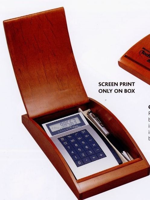 Rosewood Calculator And Ballpoint Pen Gift Set