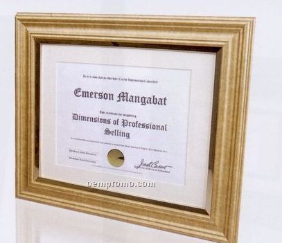 Mdf Certificate Frame W/ Marbled Gold Wrap & Single Matboard