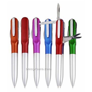 Twist Ballpoint Pen W/ Knife & Manicure Set