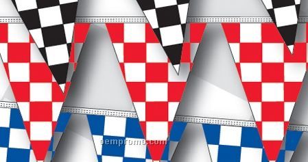 30' 8 Mil Triangle Checkered Race Track Pennant - Red/White