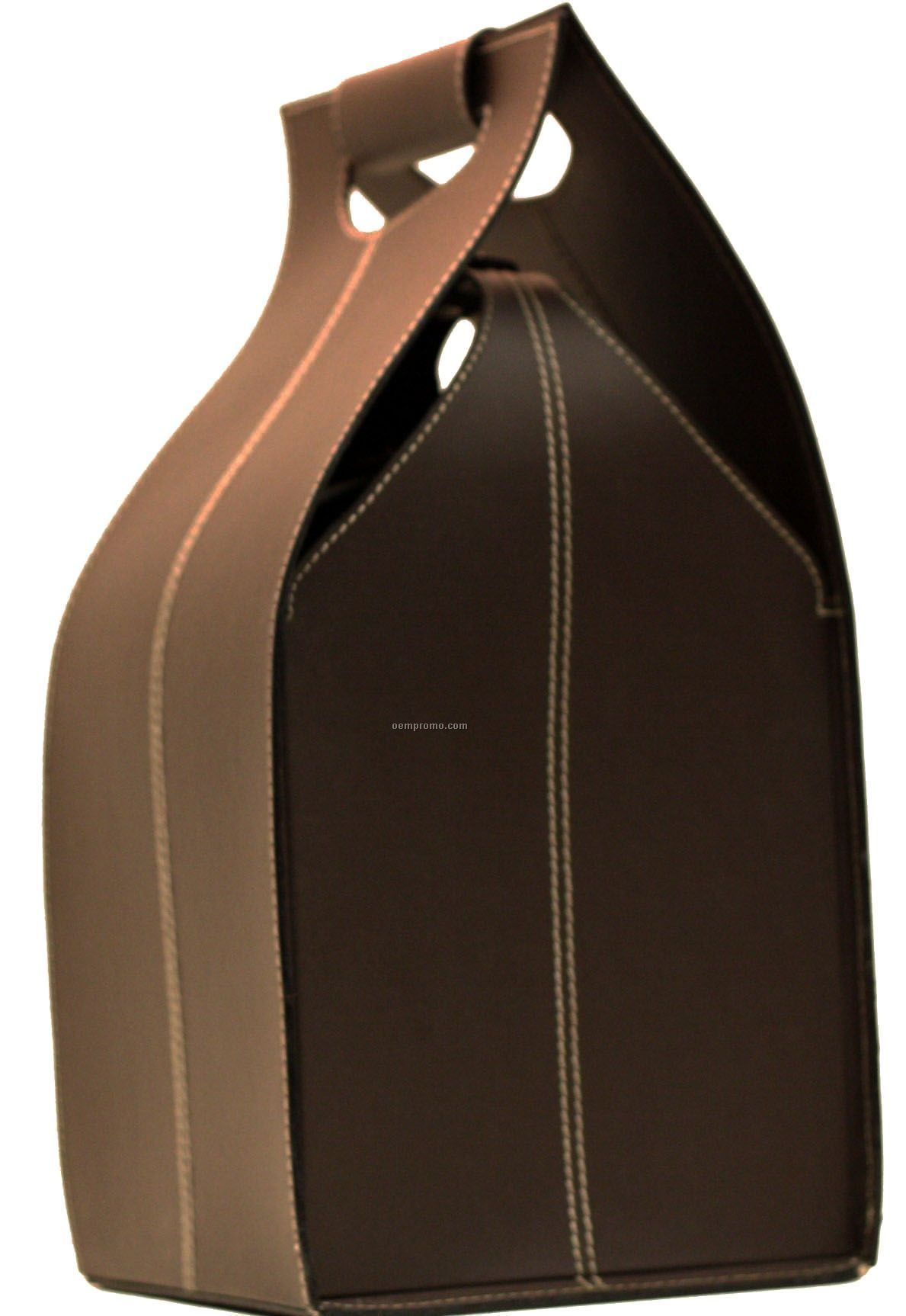 Dark Brown Leatherette Quad Wine Caddy