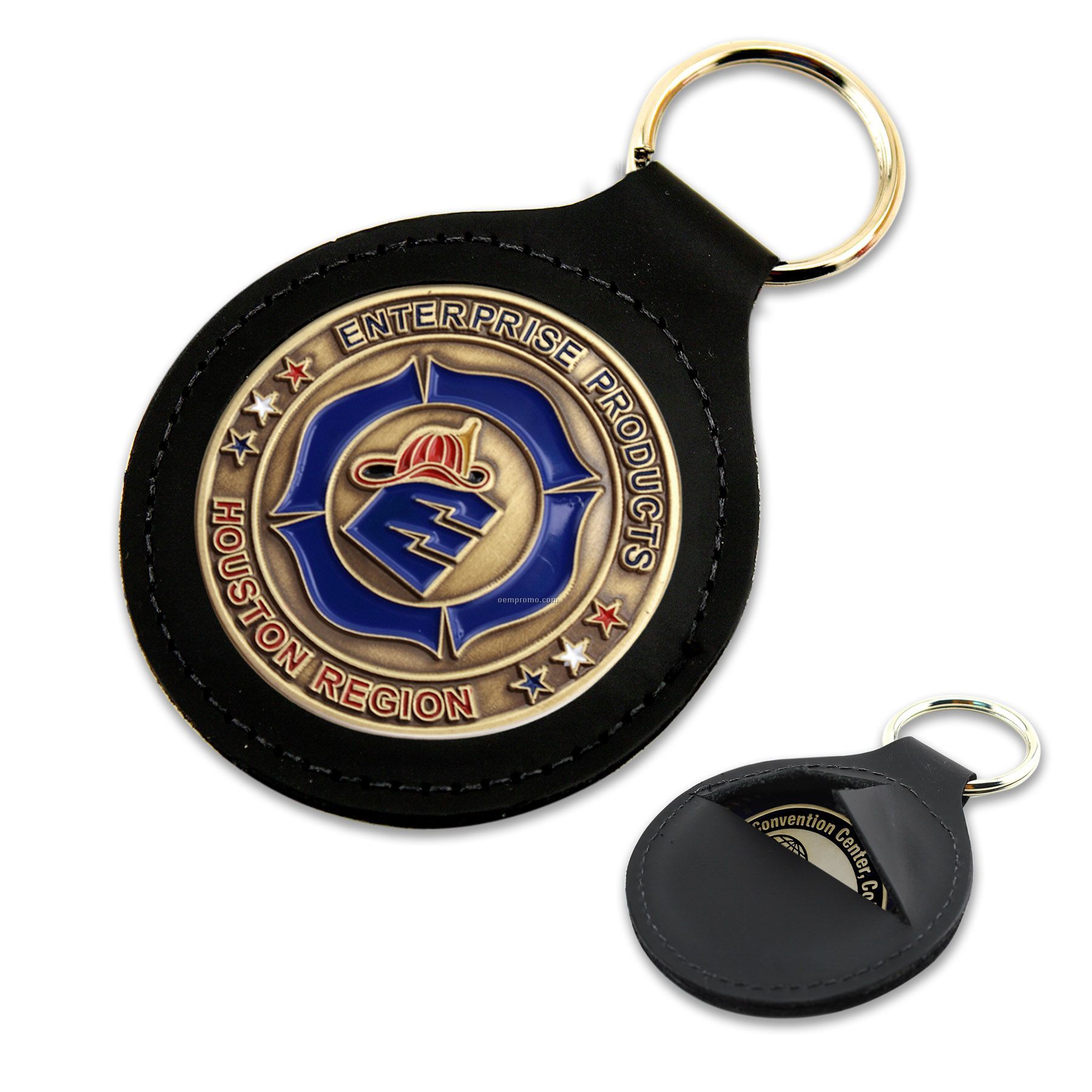 Leather Key Fob With Custom Coin Insert
