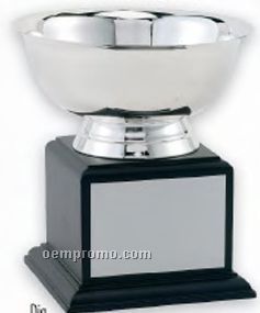 Stainless Steel Revere Bowl Trophy W/ Black Wood Base (8