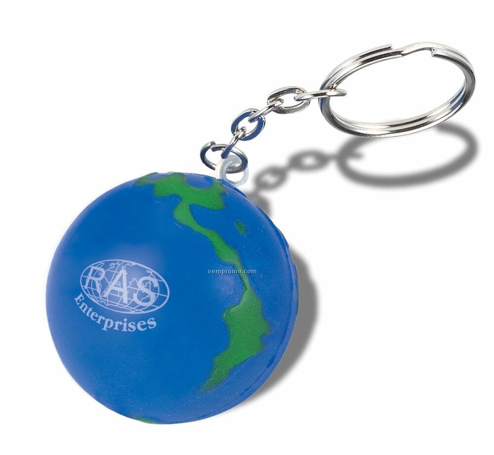 Globe Squeeze Ball Key Chain
