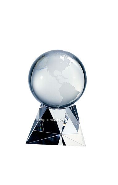 Medium World Globe W/ Triangle Base