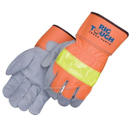 Side Split Cowhide Leather Work Gloves (Large)