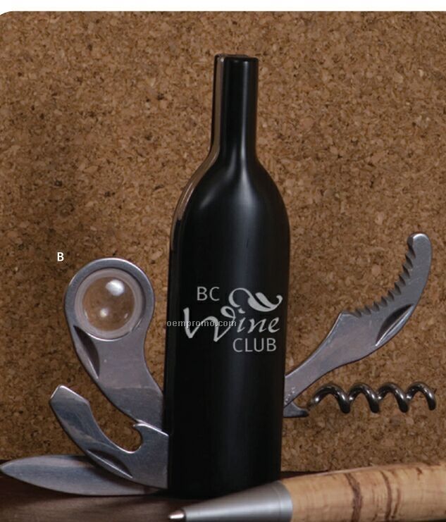 Wine Bottle Shaped 5-function Bottle Opener