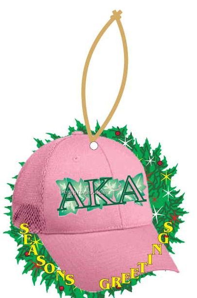 Alpha Kappa Alpha Sorority Hat Wreath Ornament W/ Mirror Back (2 Sq. Inch)