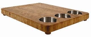 Bamboo 3-bowl Prep Board With 4 Legs