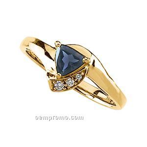 Ladies 14ky 5x5x5 Genuine Iolite Blue & .03 Ct Tw Diamond Round Ring