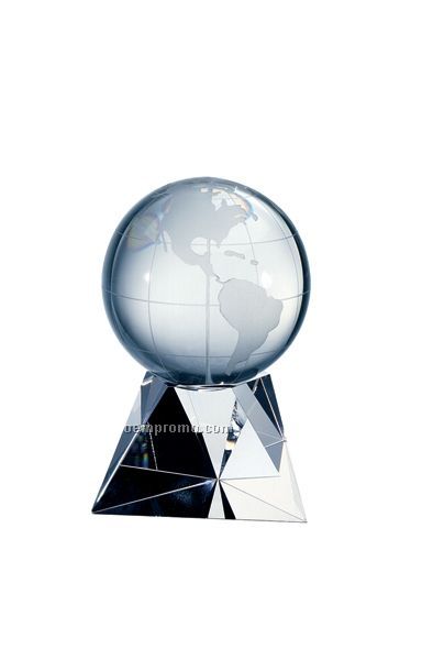 Medium World Globe W/ Triangle Base (Longitude & Latitude)