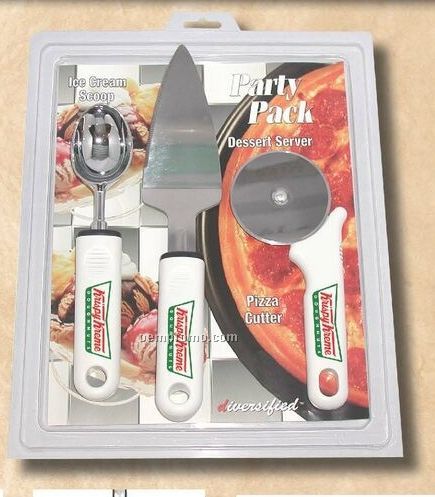 Party Pack With Pizza Cutter/ Dessert Server & Ice Cream Scoop