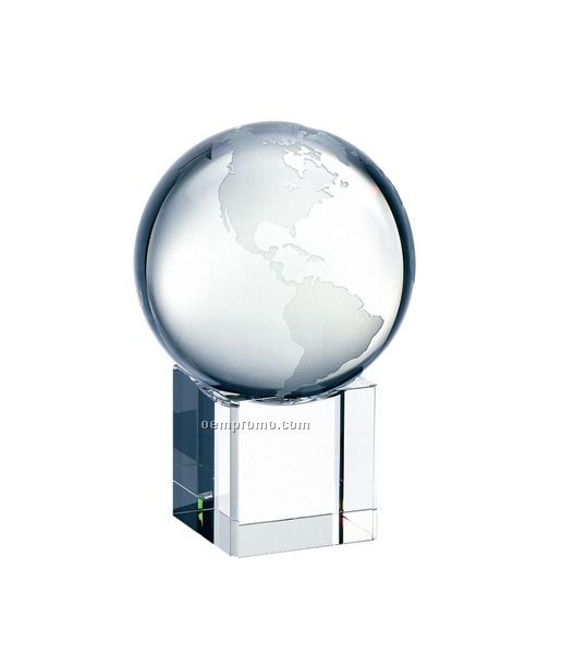 Medium World Globe W/ Cube Base