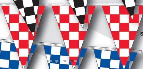 30' 4 Mil Triangle Checkered Race Track Pennant - Red/White