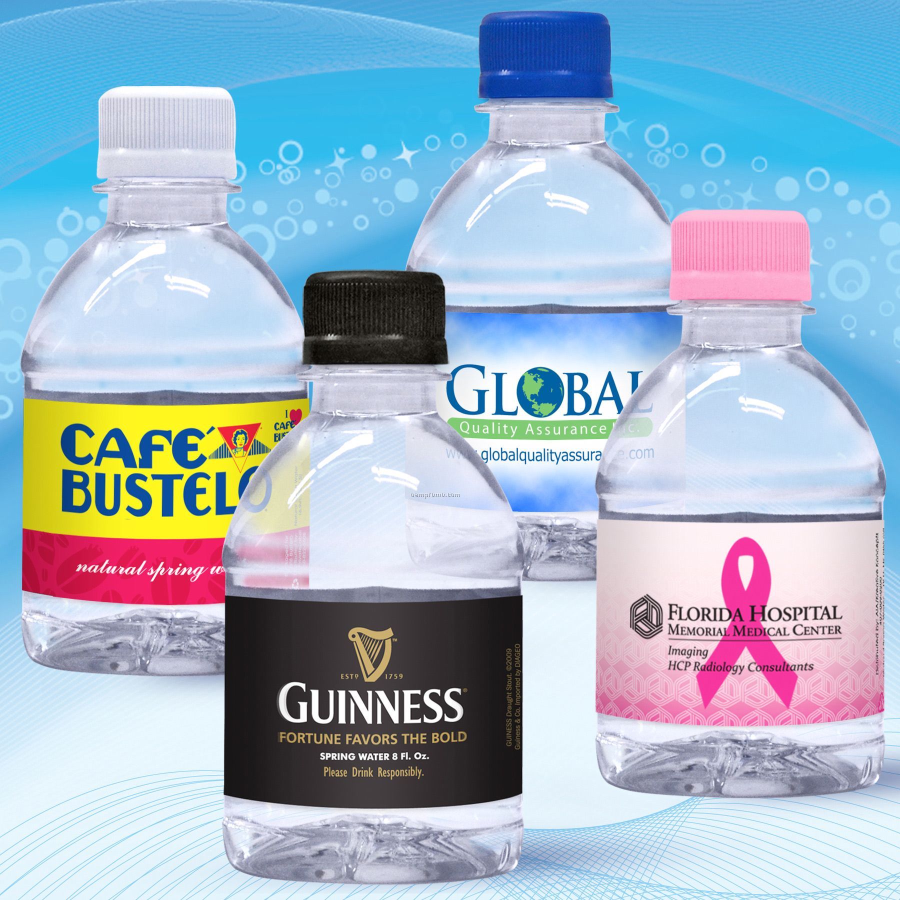 8 Oz. Custom Label Spring Water W/Flat Cap - Clear Bottle
