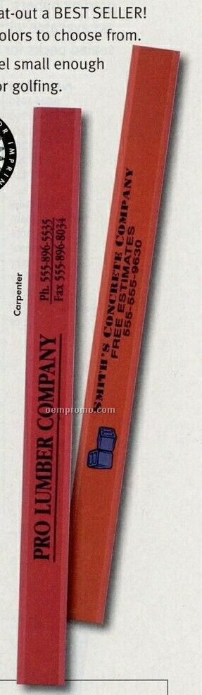 Carpenter Flat Medium Lead White Pencil W/Red Core