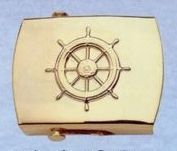 Deluxe Plated 2" Brass Belt Buckle (Ship's Wheel)