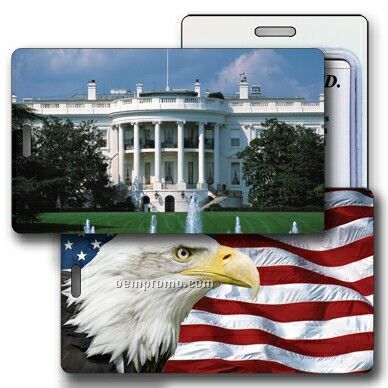 Luggage Tag 3d Lenticular White House & Us Flag Stock Image (Blank Product)