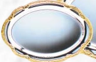 Oval Silver Plated Tray W/ Gold Border (6 1/2"X9")